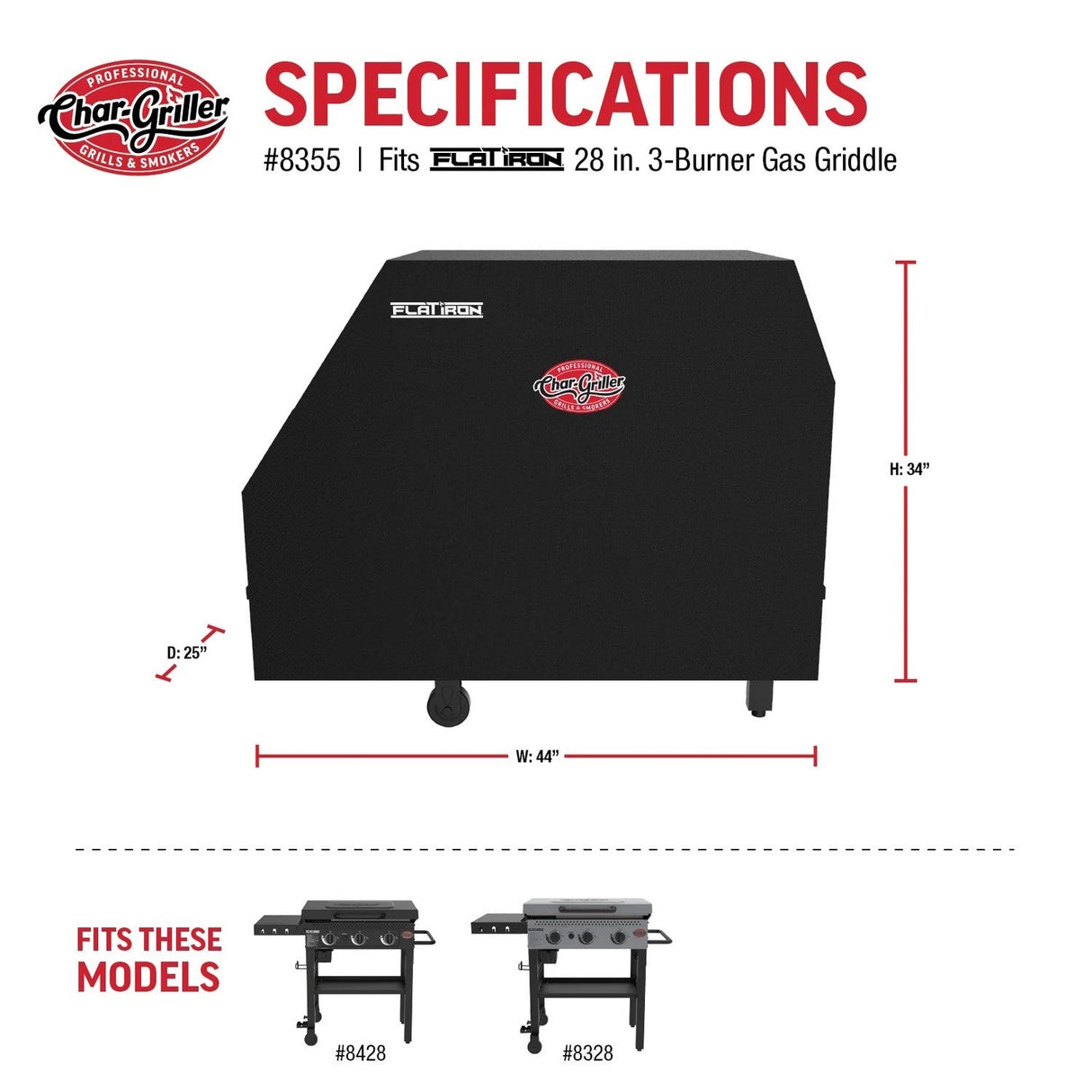 Cover for 3 Burner Char-Griller Griddle Plancha BBQ