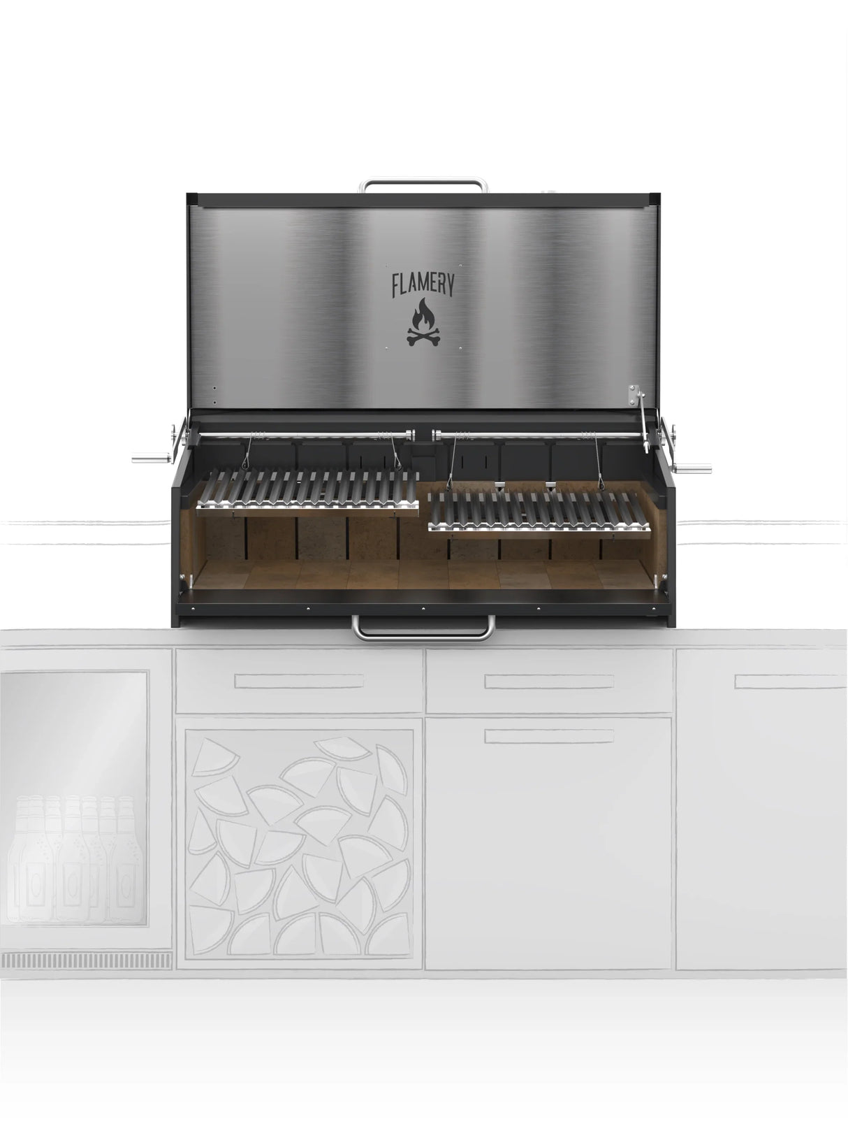 Flamery Large Asado BBQ with Split Grill and Firebox