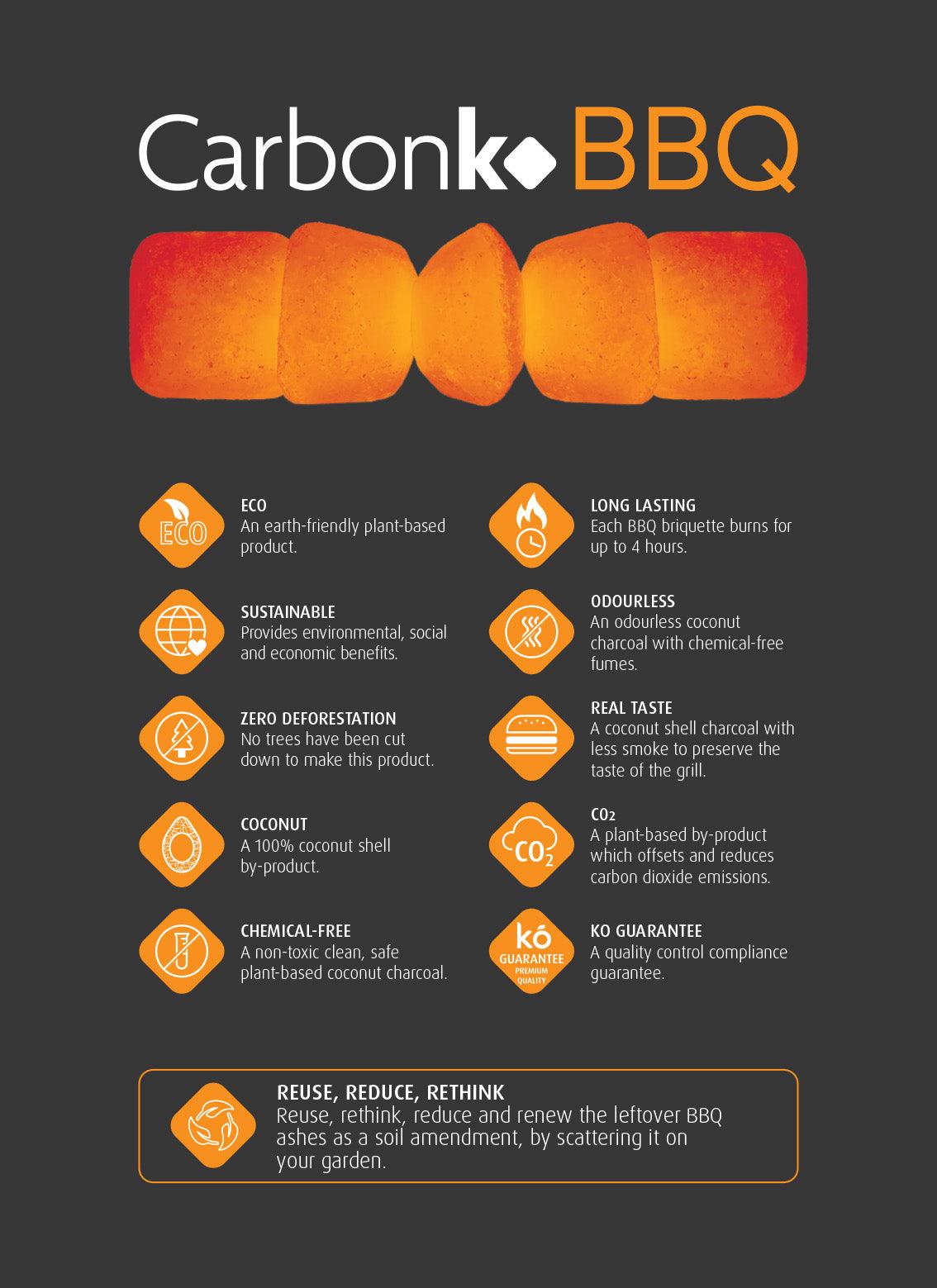 12kg Coconut Shell BBQ Charcoal Briquettes by Carbonko